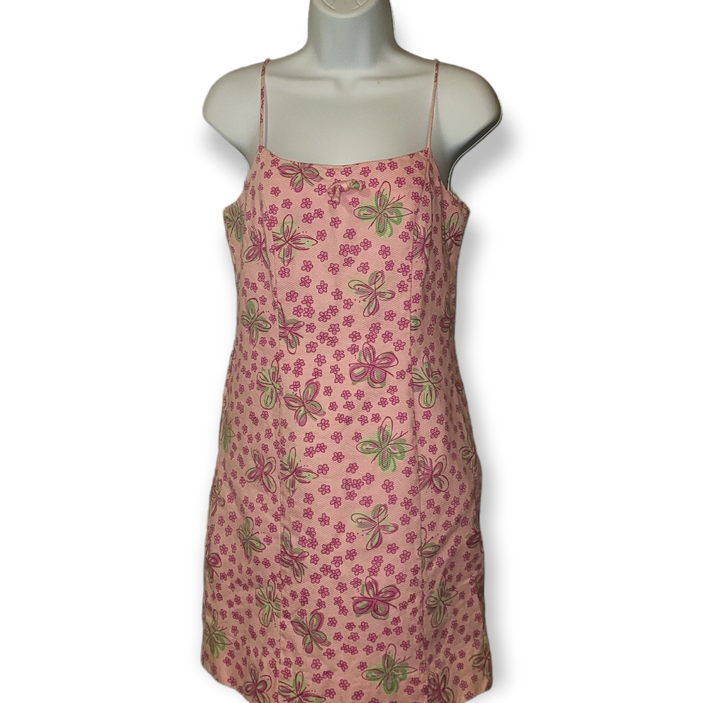Vintage Lilly Pulitzer floral and butterfly cottagecore shift dress